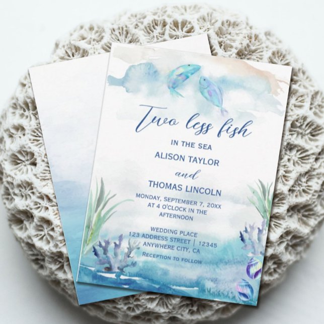 Two Less Fish in The Sea Summer Wedding Invitation (Two Less Fish in The Sea Summer Wedding Invitation. Our coastal chic design for summer weddings)