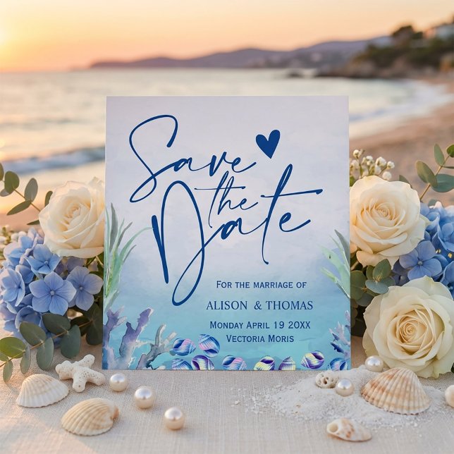 Two Less Fish in The Sea Summer Wedding  Save The Date (#LuxuryWedding
#CoastalWedding
#BeachWedding
#RomanticWedding
#SaveTheDate
#WeddingStationery
#beach)