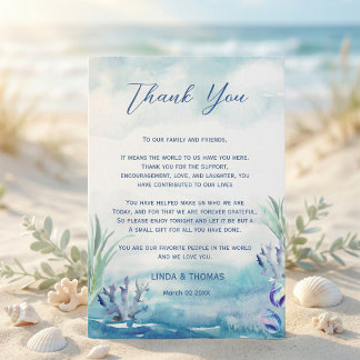 Two Less Fish in The Sea Summer Wedding Thank You Card