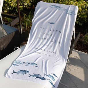 Two Less Fish in The Sea Wedding Favour Beach Towel