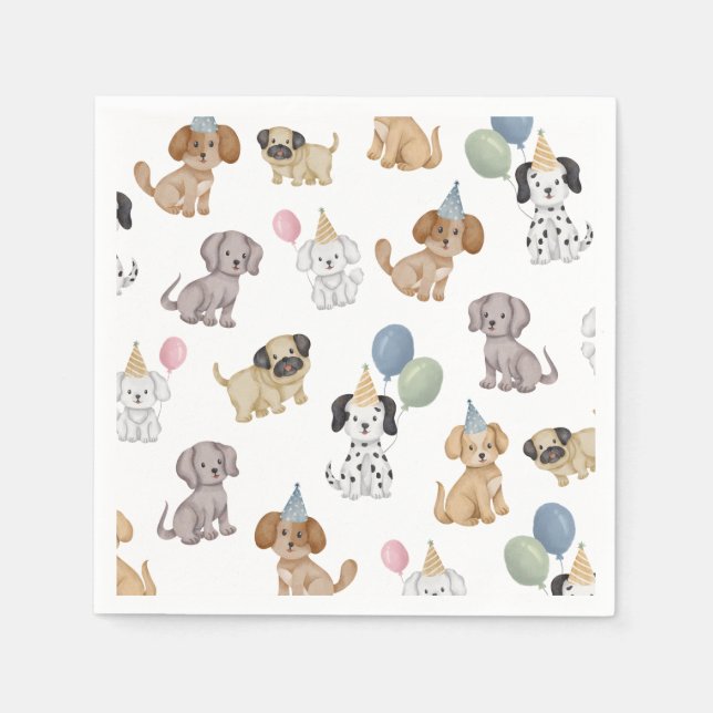 Two Let the Dogs Out Puppy Party Napkin (Front)