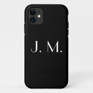 Two Letter Black White Monogram Minimal Typography iPhone 11 Case