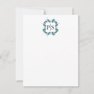 Two Letter Floral Monogram Personalised Stationery Card