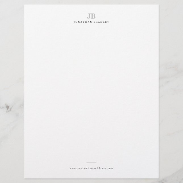 Two Letter Modern Minimalist Monogram Professional Custom Letterhead (Front)