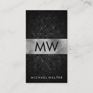 Two Letter Monogram   Geometric Metallic Business Card