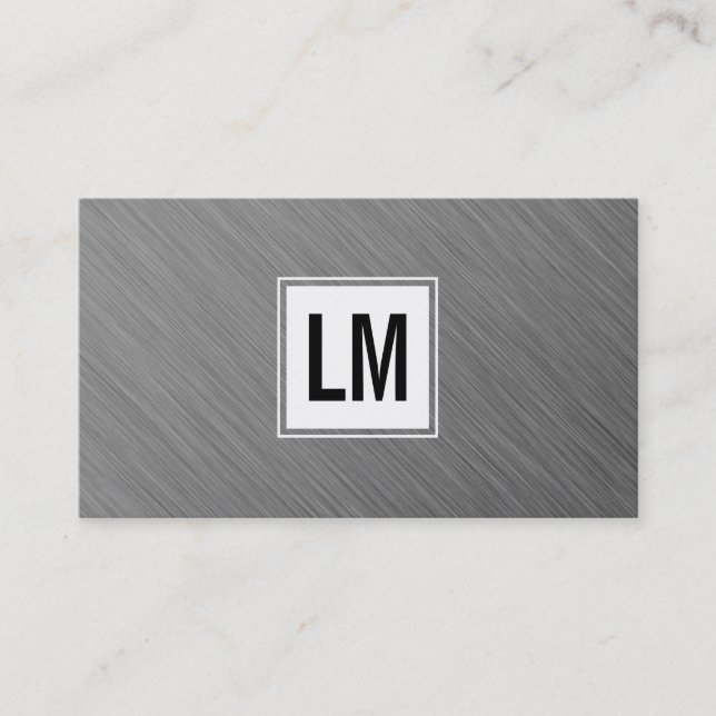 Two Letter Monogram White Box and Metal Business Card (Front)