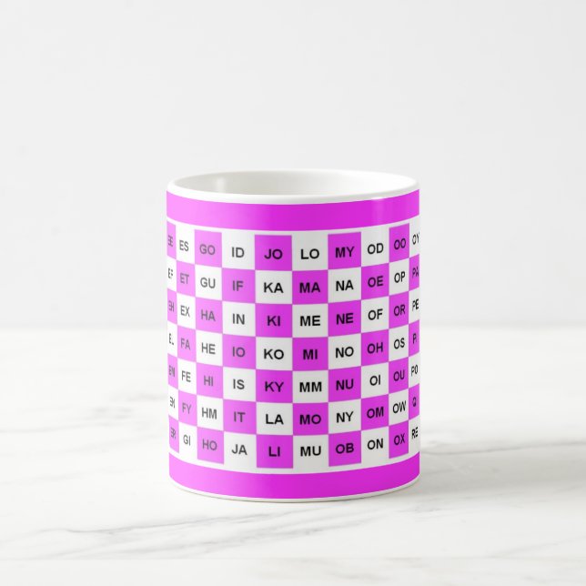 Two letter word mug in Pink Intl version (Center)