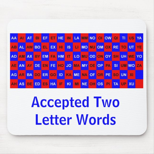 Two letter words for crosswords and games US vers. Mouse Mat (Front)