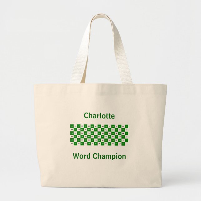 Two Letter Words  Green and white US version Large Tote Bag (Front)