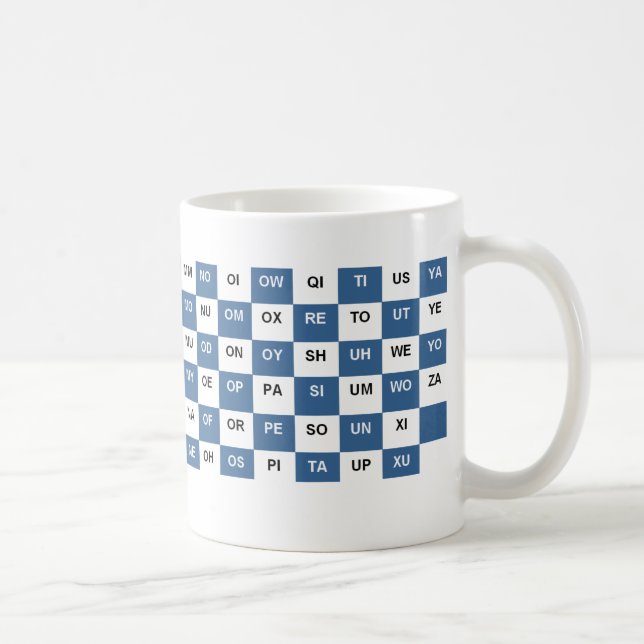 Two letter words mug Blue and white US version (Right)