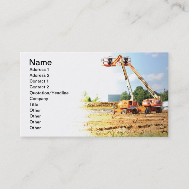two lifts at a construction site business card (Front)