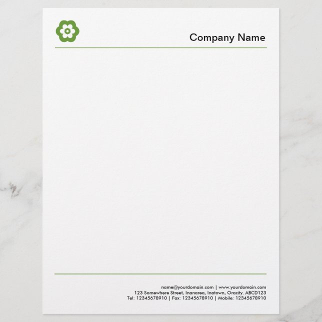 Two Lines - Avocado Green Custom Letterhead (Front)