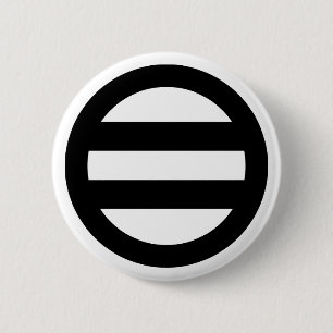 Two lines, encircled 6 cm round badge