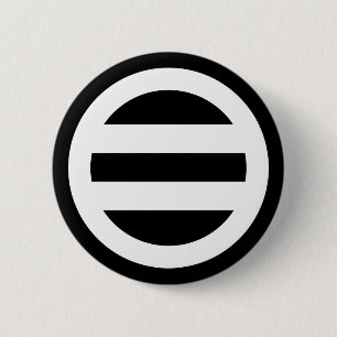 Two lines, encircled 6 cm round badge