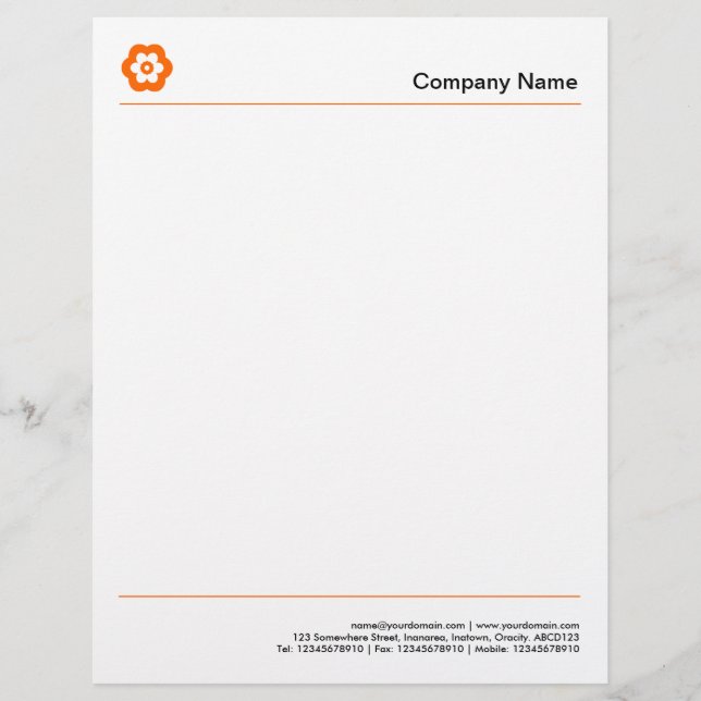 Two Lines - Orange Custom Letterhead (Front)