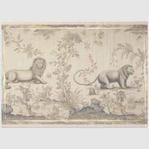 Two Lions Art in Tan Taupe Naturescape Tissue Paper
