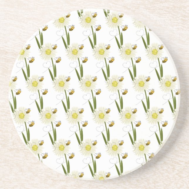 Two little and cute bees coaster (Front)