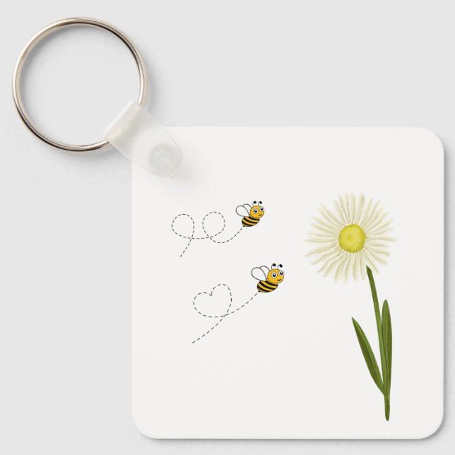 Two little and cute bees key ring (Front)