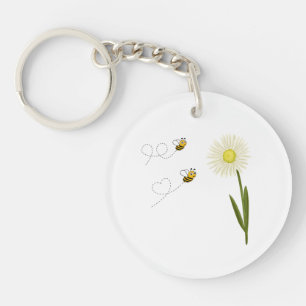 Two little and cute bees key ring