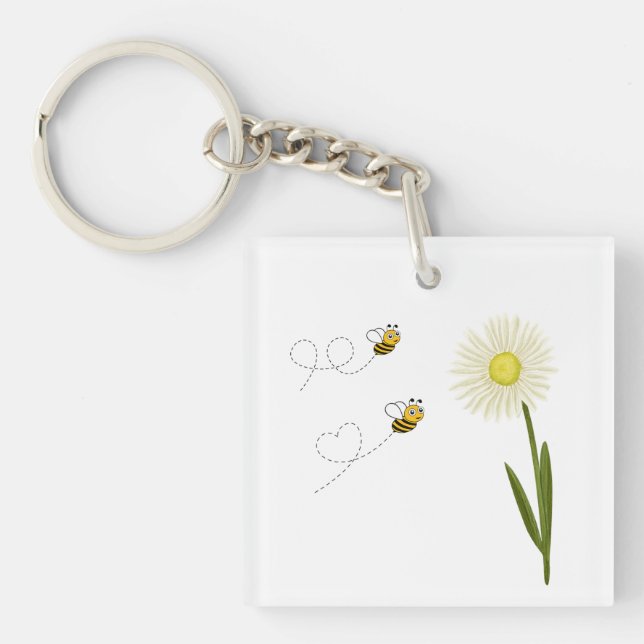 Two little and cute bees key ring (Front)