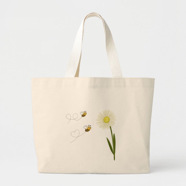Two little and cute bees large tote bag (Front)