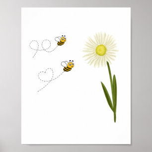 Two little and cute bees poster