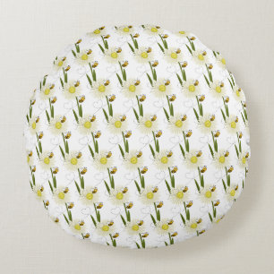 Two little and cute bees round cushion