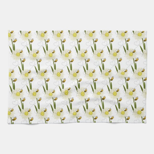 Two little and cute bees tea towel (Horizontal)