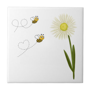 Two little and cute bees tile