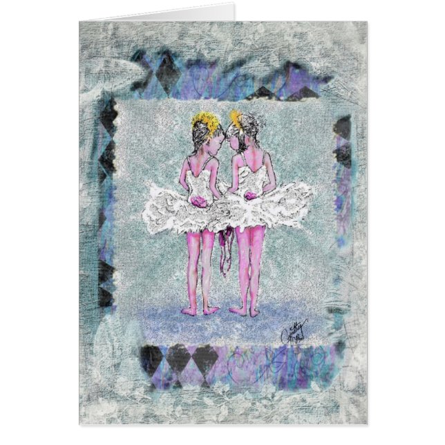 Two Little Ballerinas Holding Shoes (Front)