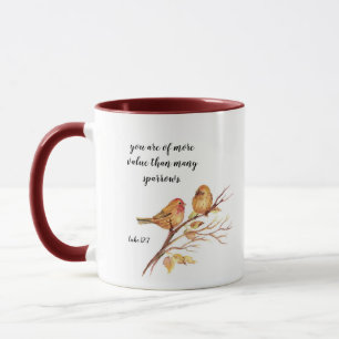 Two Little Bird Sparrows Bible Verse Inspirational Mug