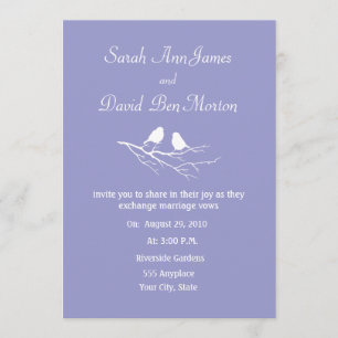 Two Little Bird Sparrows Custom Colour Wedding Invitation