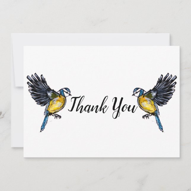 Two Little Blue Birds Thank You Card (Front)