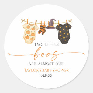 Two Little Boos Are Almost Due! Baby Shower Classic Round Sticker