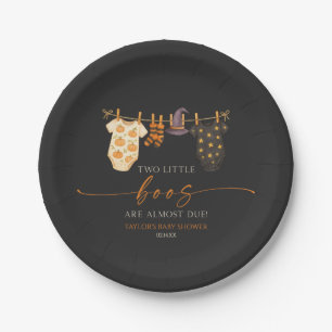 Two Little Boos Are Almost Due! Baby Shower Paper Plate