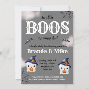 Two Little BOOS are almost Due! Ghost Baby Shower Invitation