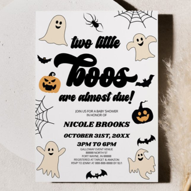 Two Little Boos Are Almost Due! Twins Baby Shower Invitation (Creator Uploaded)
