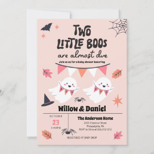 Two Little Boos are Almost Due Twins Shower Invitation