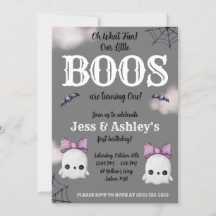 Two Little BOOS are turning 1!  Ghost 1st Birthday Invitation