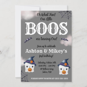 Two Little BOOS are turning 1! Ghost 1st Birthday Invitation