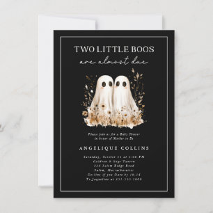 Two Little Boos Cute Ghosts Wildflower Baby Shower Invitation