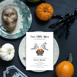 Two Little Boos Ghost Halloween Twins Baby Shower  Invitation