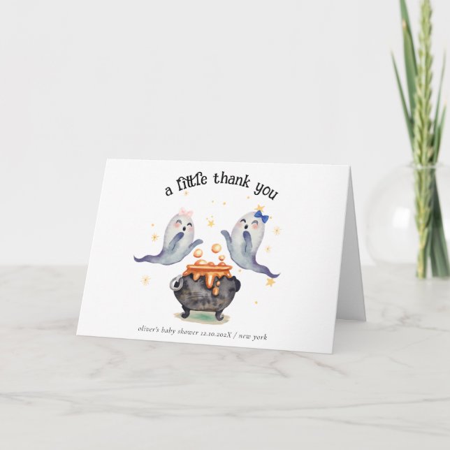 Two Little Boos Ghost Halloween Twins Baby Shower  Thank You Card (Front)
