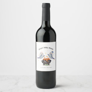 Two Little Boos Ghost Halloween Twins Baby Shower Wine Label