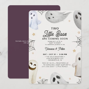 Two Little Boos Girl Twins Halloween Baby Shower Invitation