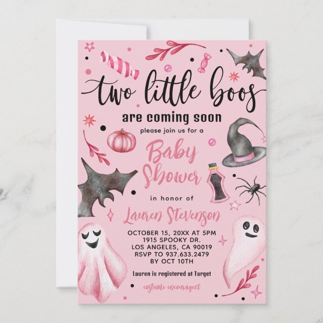 Two Little Boos Halloween Baby Shower  Invitation (Front)