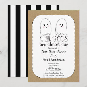 Two Little BOOS Twin Ghosts Halloween Baby Shower  Invitation