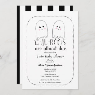 Two Little BOOS Twin Ghosts Halloween Baby Shower Invitation