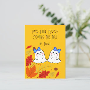 Two Little Boos Twin Pregnancy Announcement Postcard