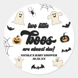 Two Little Boos Twins Halloween Baby Shower Classic Round Sticker